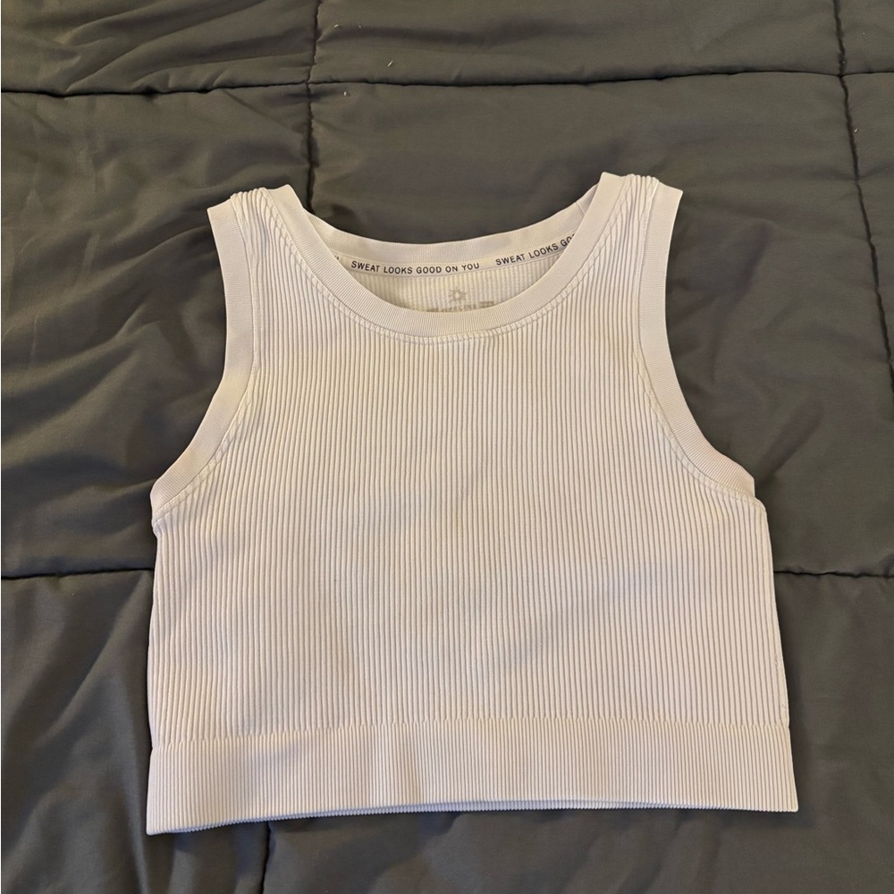 White Ribbed Tank Top